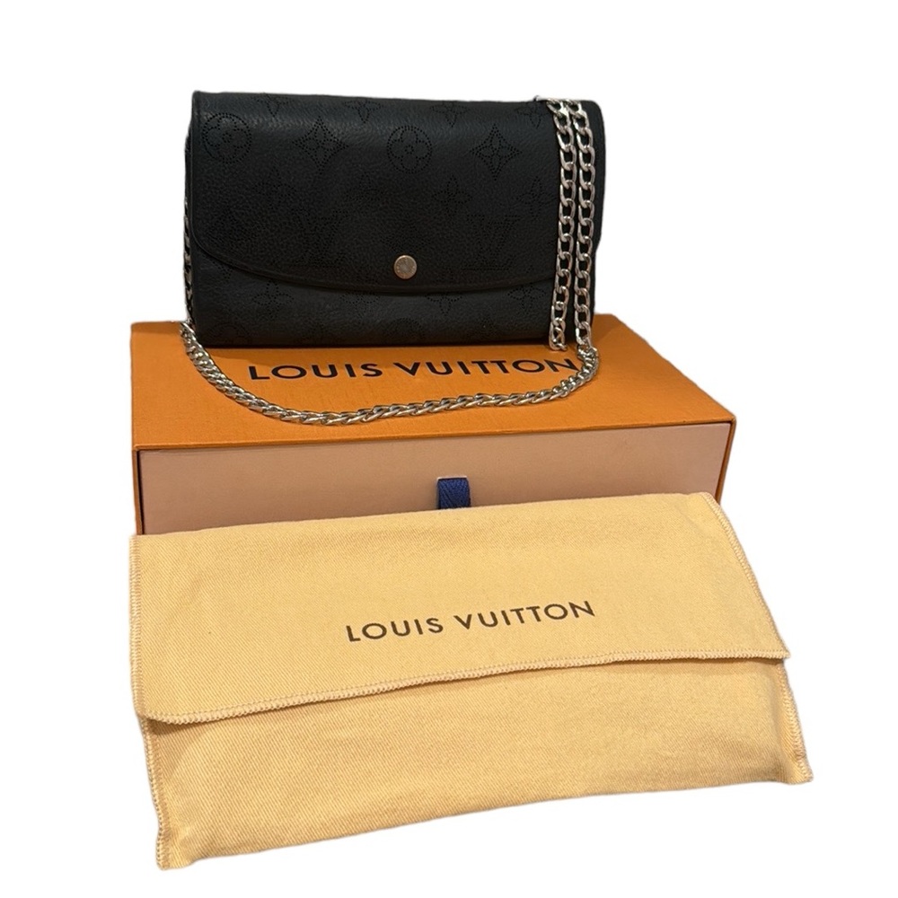 Louis Vuitton Mahina Leather Iris Wallet with Box, Dustbag & Chain Strap